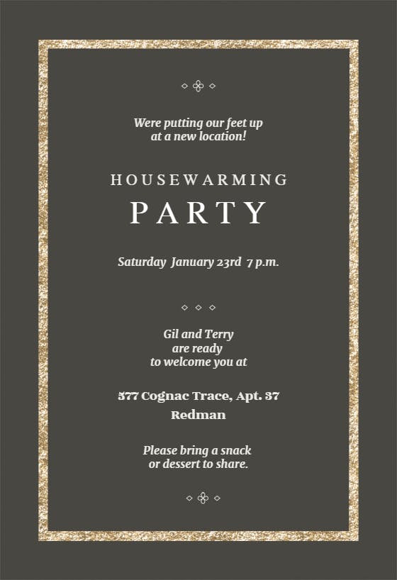 Elegant gold - housewarming invitation