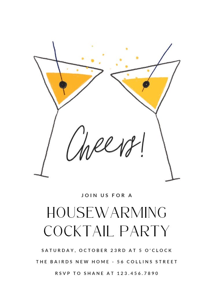 Elegant martini - housewarming invitation