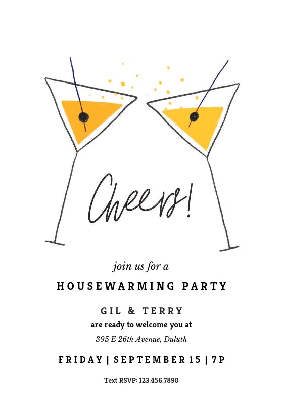 Elegant martini - housewarming invitation