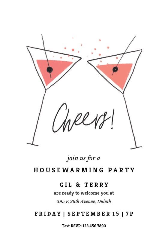 Elegant martini - housewarming invitation