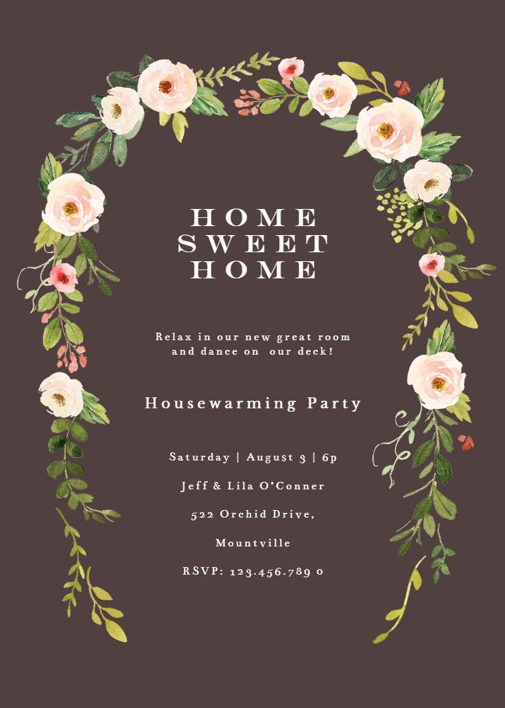 Falling flowers - housewarming invitation