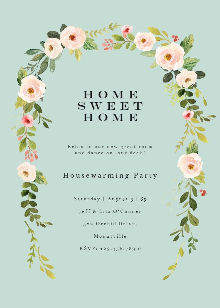 Falling flowers - housewarming invitation