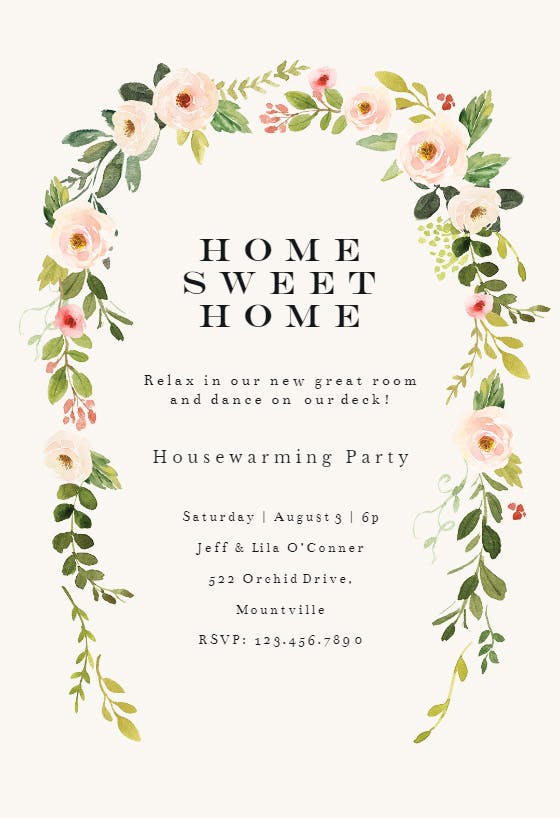 Falling flowers - housewarming invitation