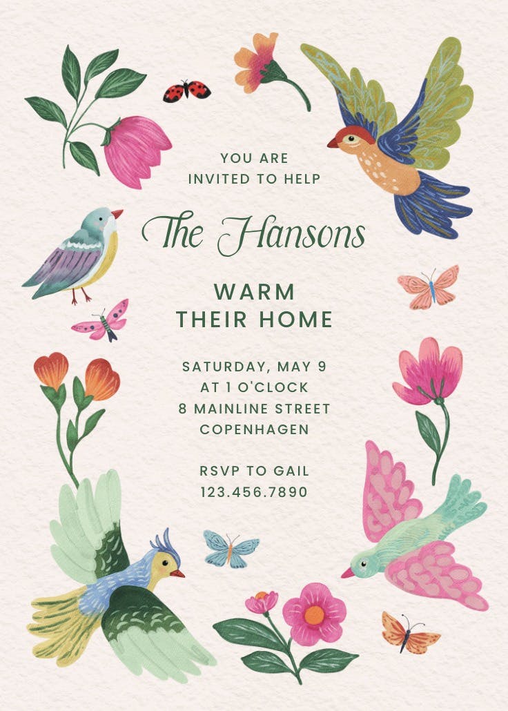 Feathering the nest - housewarming invitation
