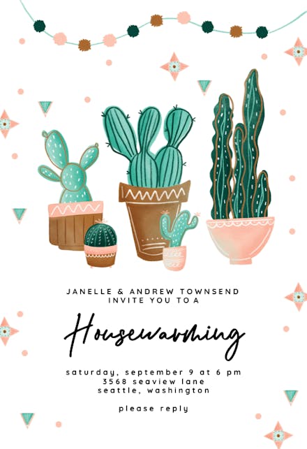 Potted Plants Housewarming Invitations