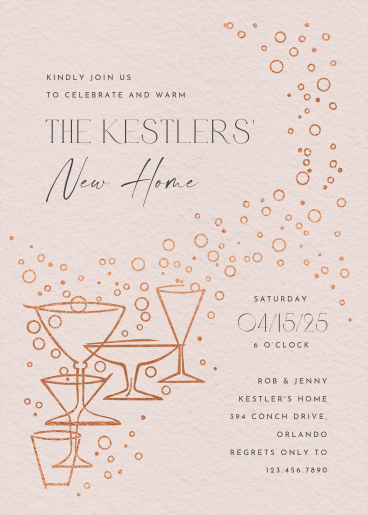 Fizzy bubbles - housewarming invitation