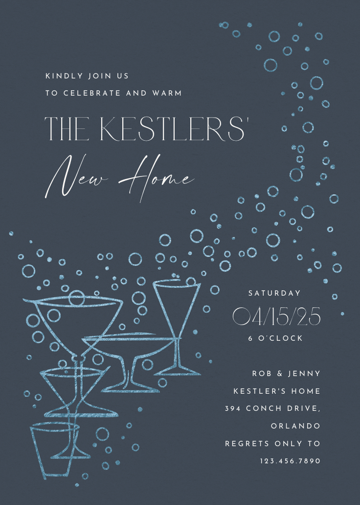 Fizzy bubbles - housewarming invitation