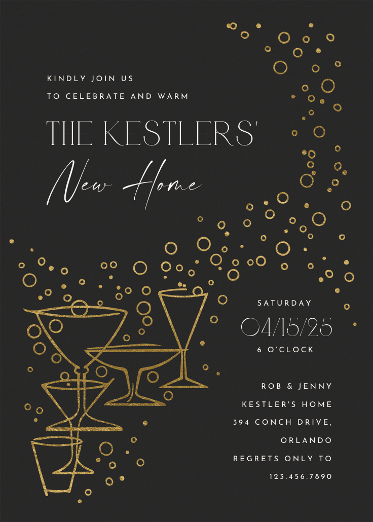 Fizzy bubbles - housewarming invitation