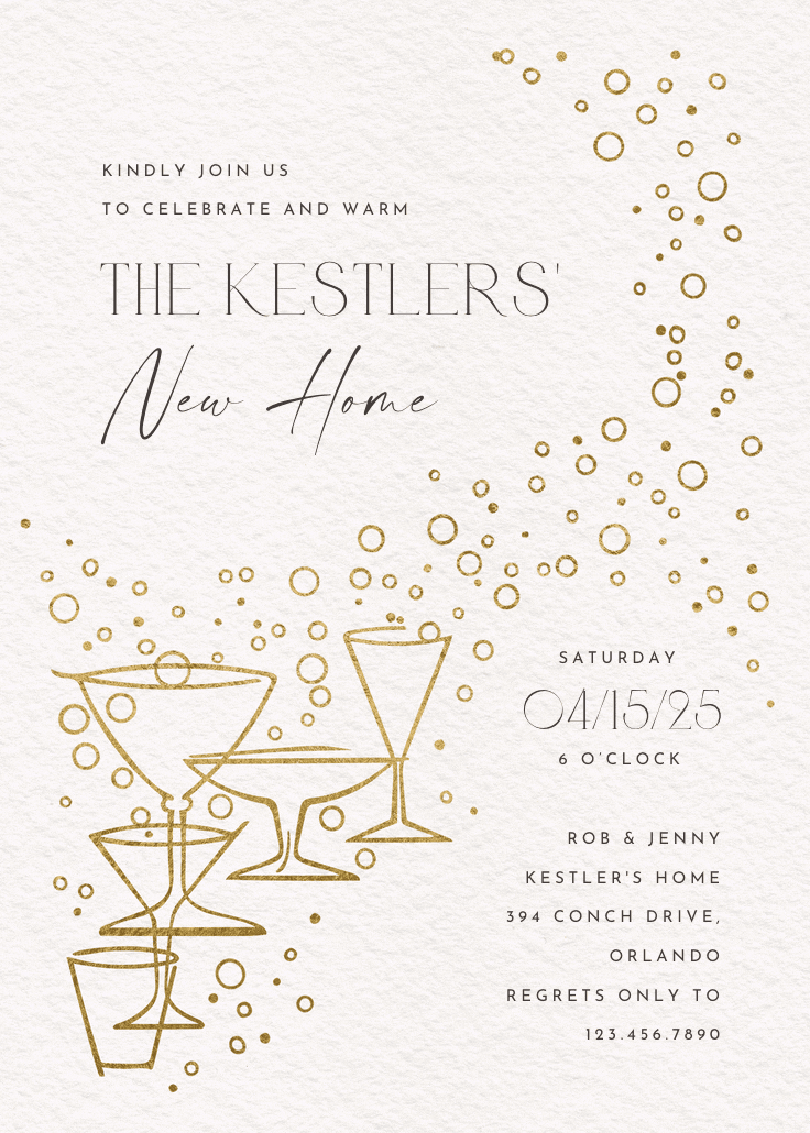 Fizzy bubbles - housewarming invitation