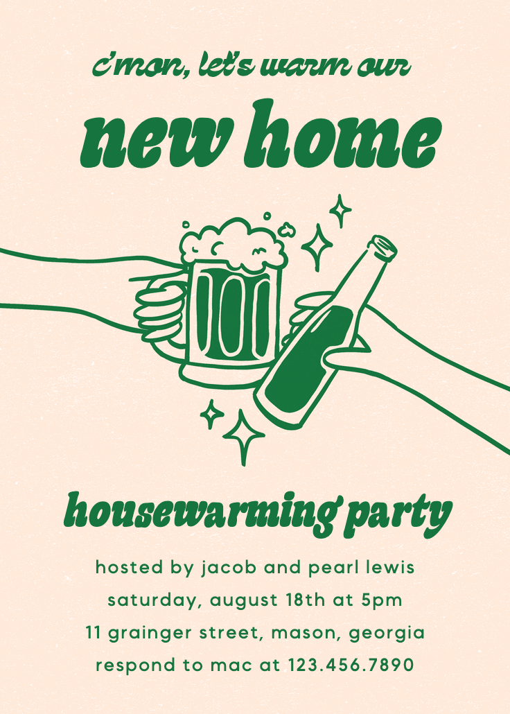 Fizzy fun - invitación para inauguración de casa nueva