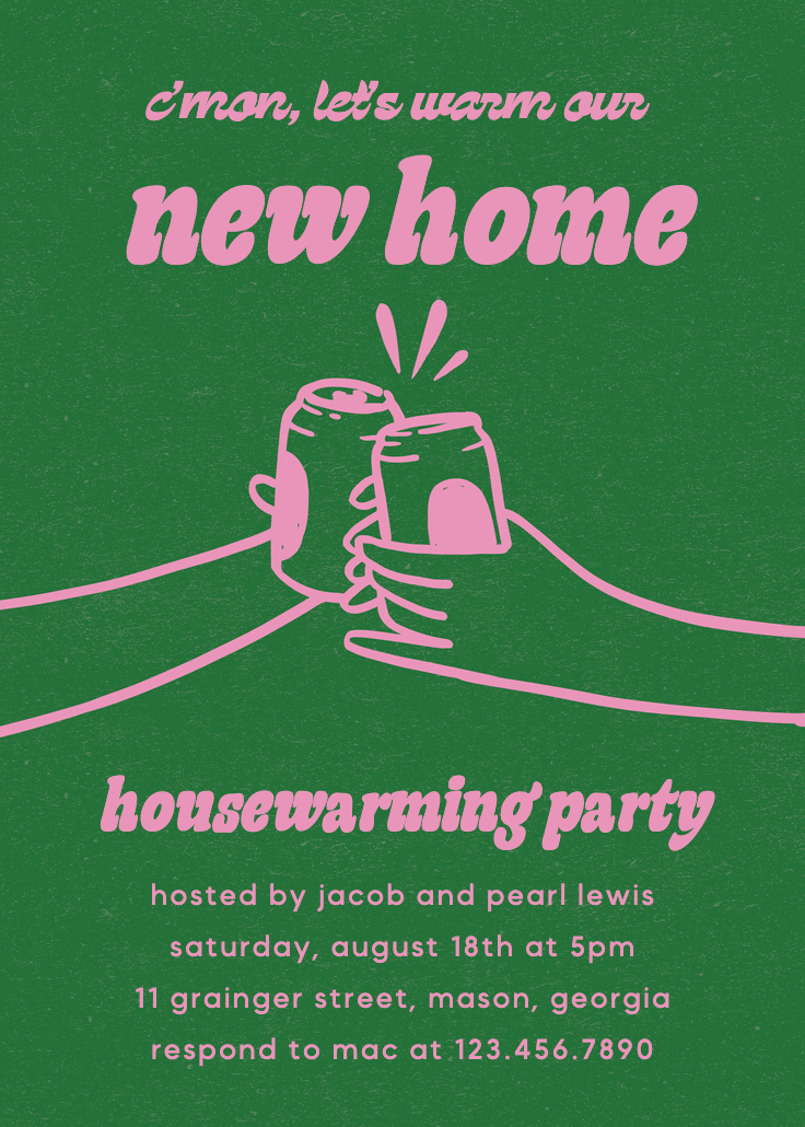 Fizzy fun - invitación para inauguración de casa nueva