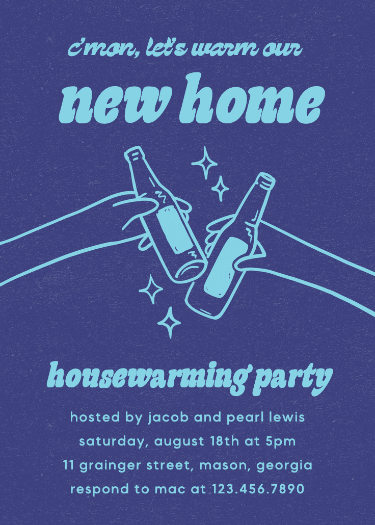 Fizzy fun - invitación para inauguración de casa nueva