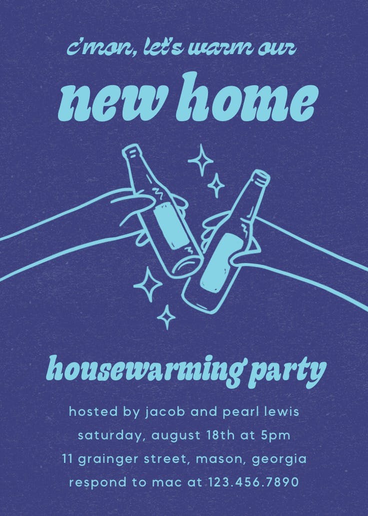 Fizzy fun - invitación para inauguración de casa nueva