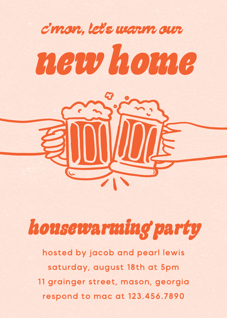 Fizzy fun - invitación para inauguración de casa nueva