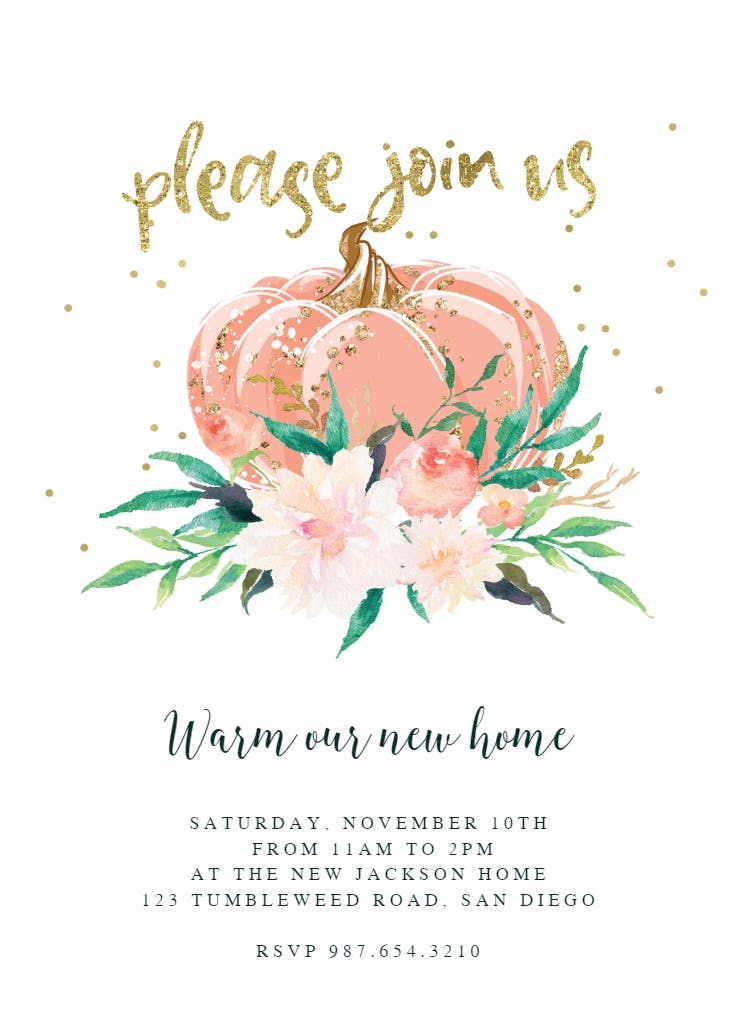 Floral pumpkin - invitation