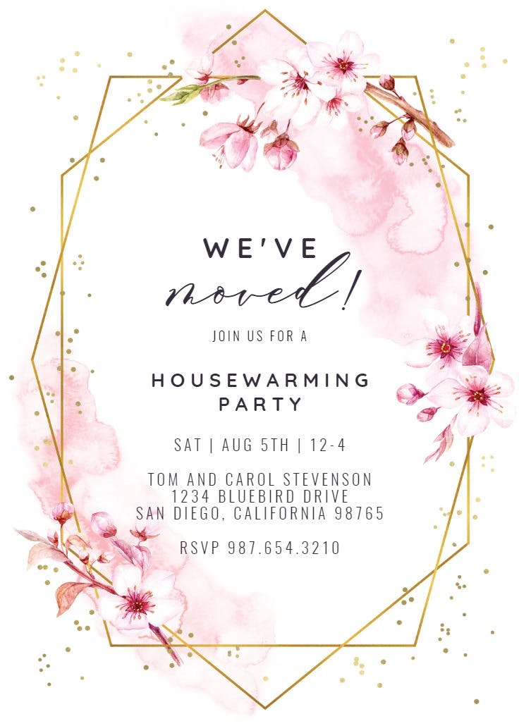 Floral sakura - housewarming invitation