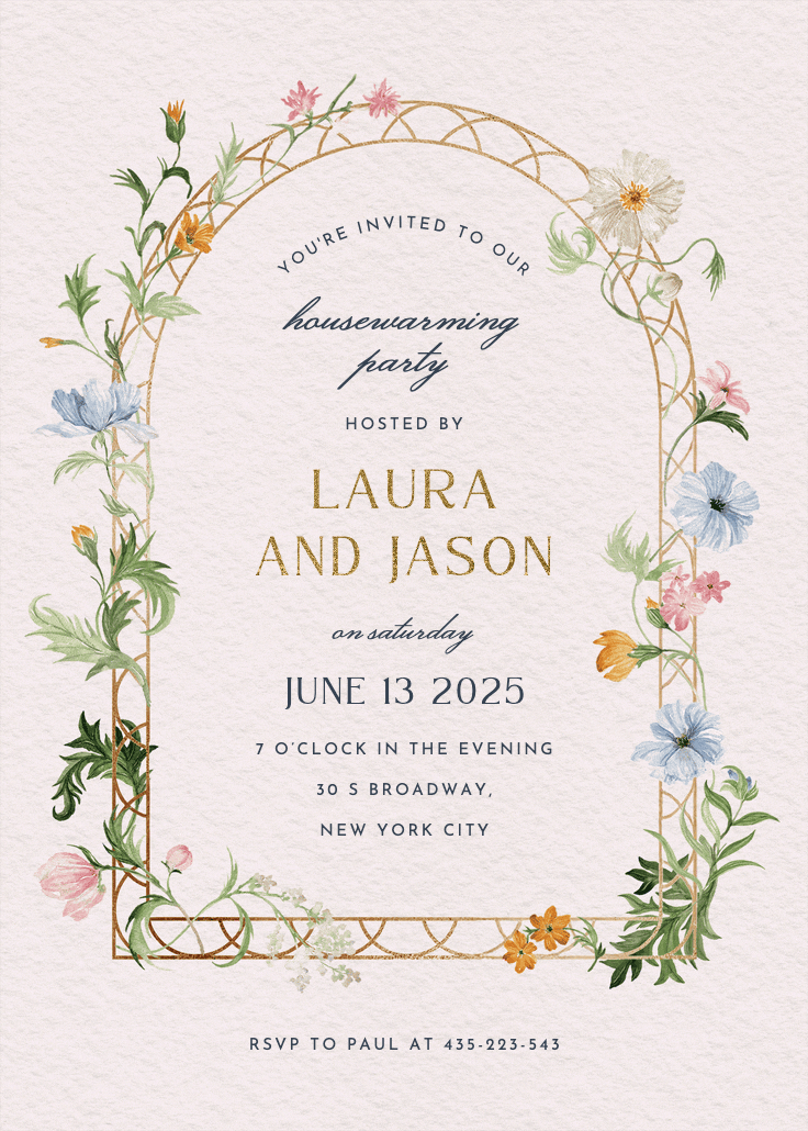 Florals climbing - invitación para inauguración de casa nueva