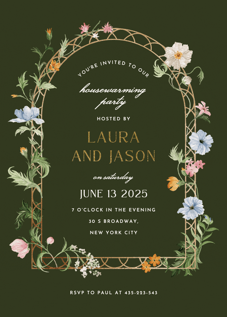 Florals climbing - invitación para inauguración de casa nueva