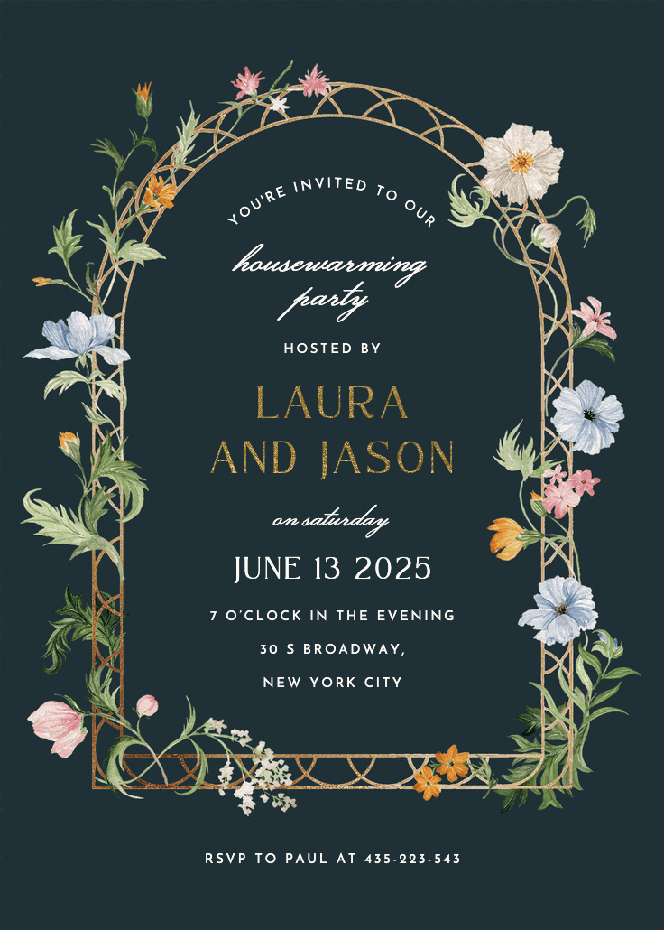 Florals climbing - invitación para inauguración de casa nueva