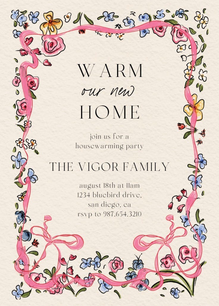 Flourished love - housewarming invitation