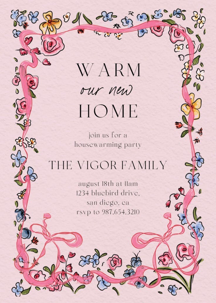 Flourished love - housewarming invitation