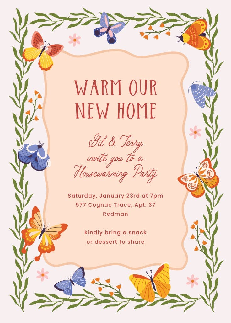 Flutterby home - housewarming invitation