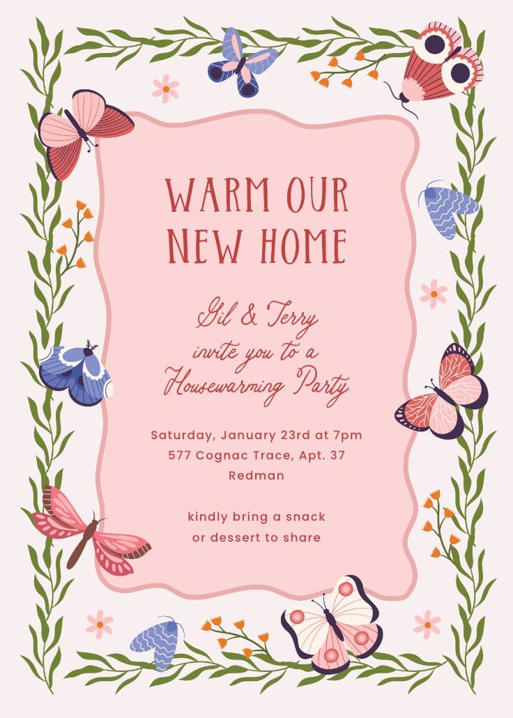 Flutterby home - housewarming invitation