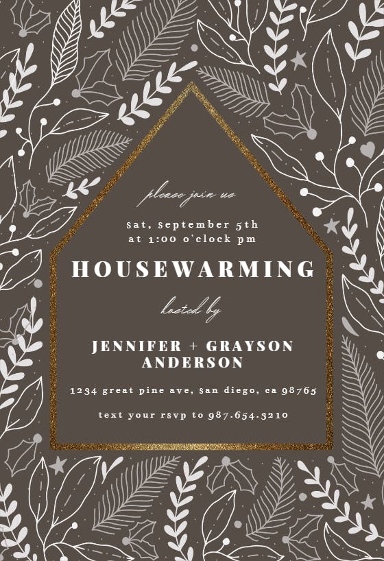 Foliage house pattern -  invitación para inauguración de casa nueva