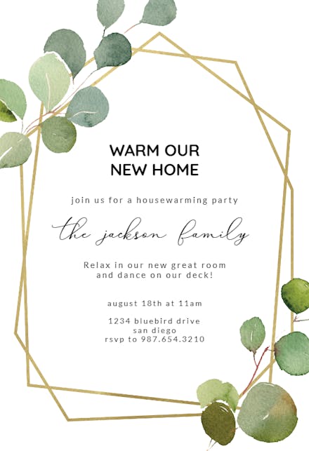 Geometric Eucalyptus - Housewarming Invitation