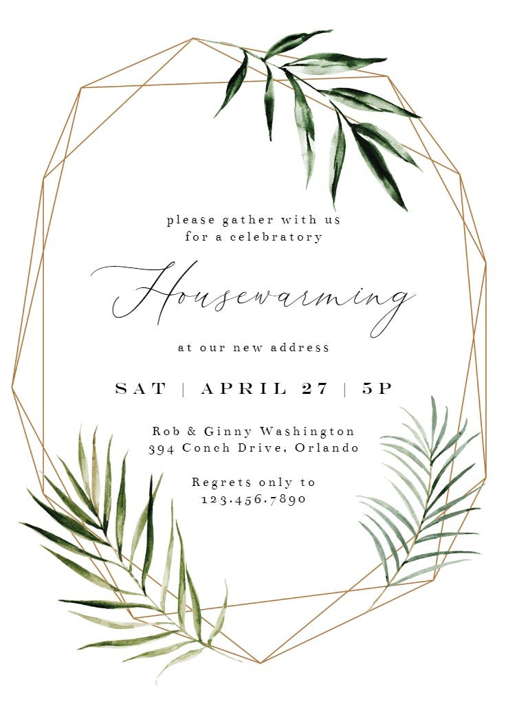 Geometric palms - housewarming invitation