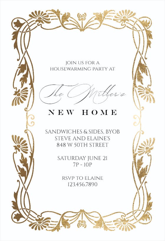 Golden frame - housewarming invitation