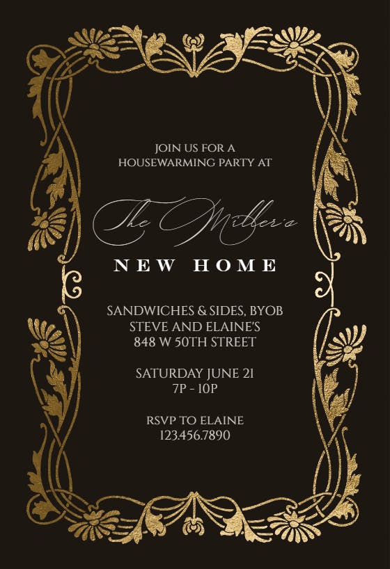 Golden frame -  invitación para inauguración de casa nueva