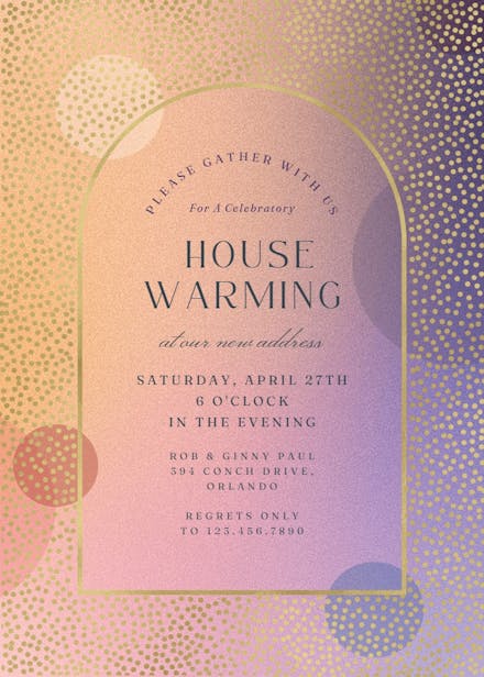 Gradient arched window - housewarming invitation