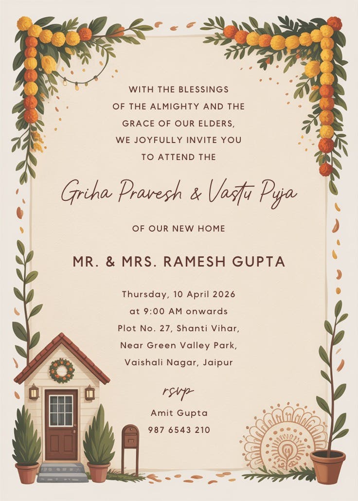 Griha pravesh - invitación para todos los días