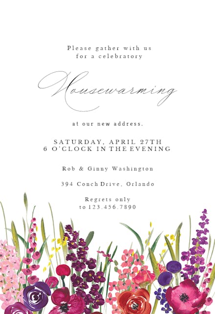 Hand Painted Floral - Housewarming Invitation