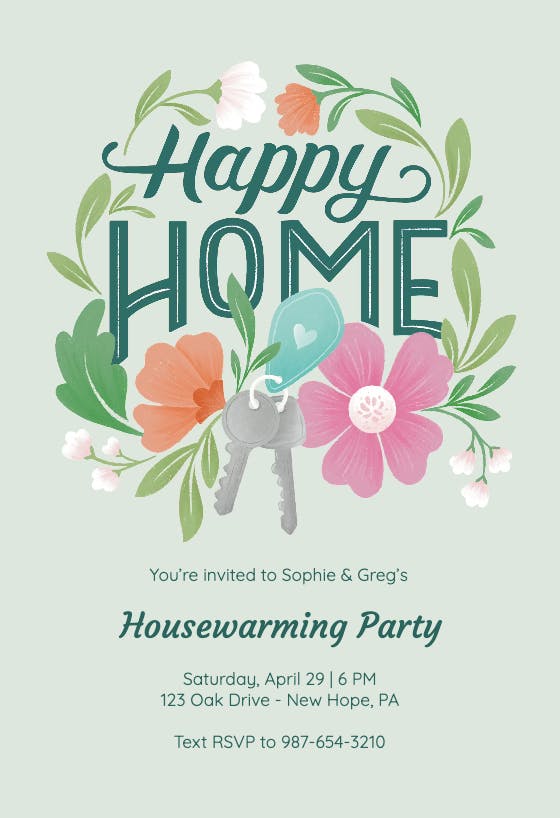 Blissful abode - housewarming invitation