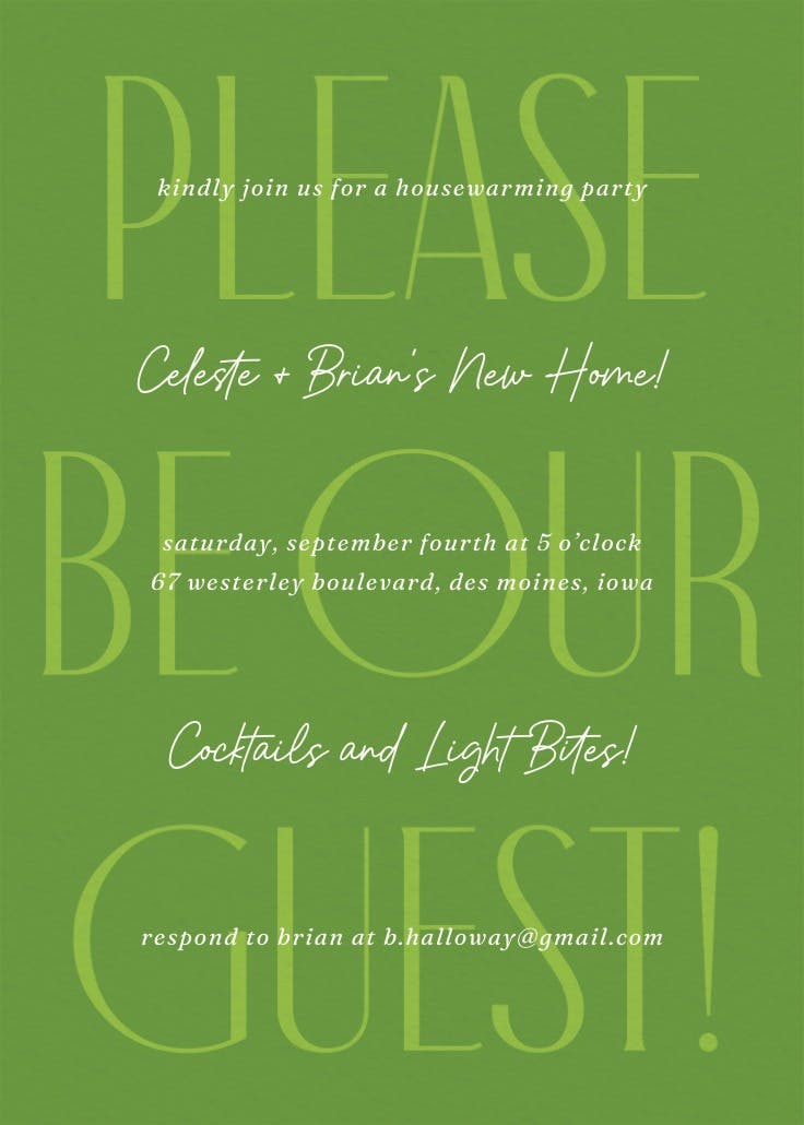 Home at last - invitación para todos los días