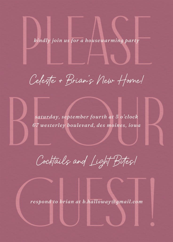 Home at last - invitation