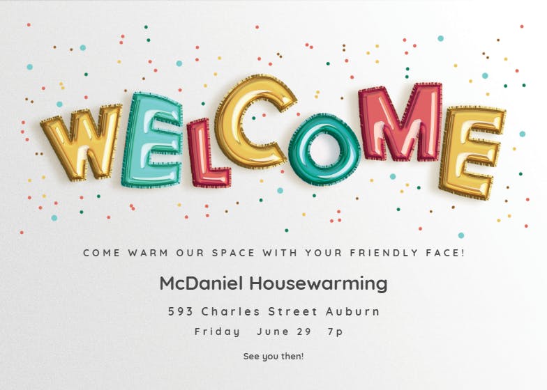 Homing balloons - housewarming invitation