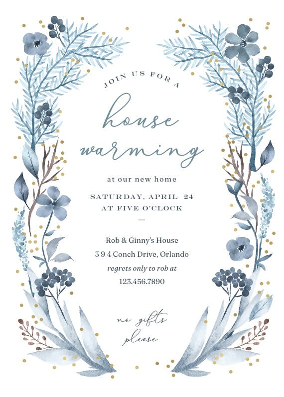 Iced flowers frame - printable party invitation