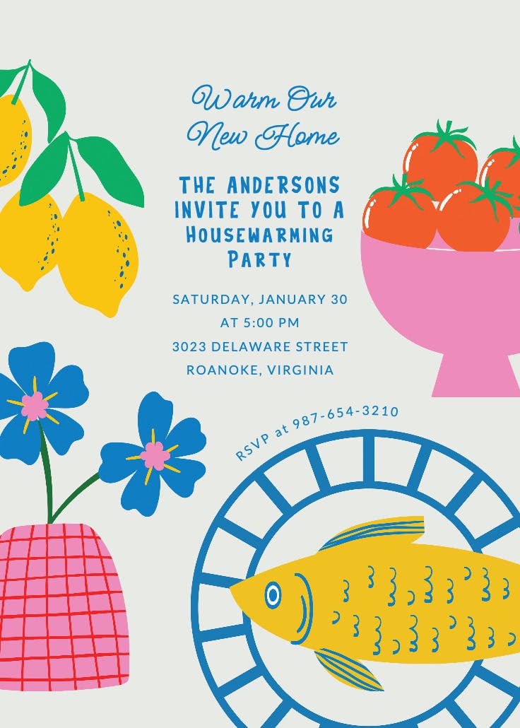 Joyful table - invitación para inauguración de casa nueva
