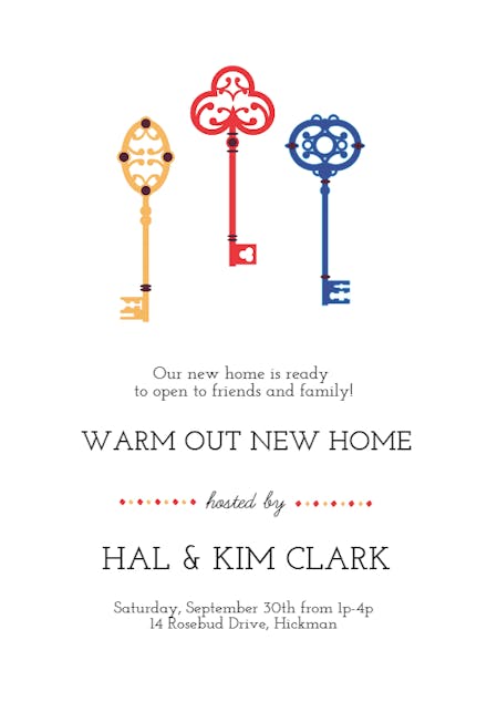 Keyed up - housewarming invitation