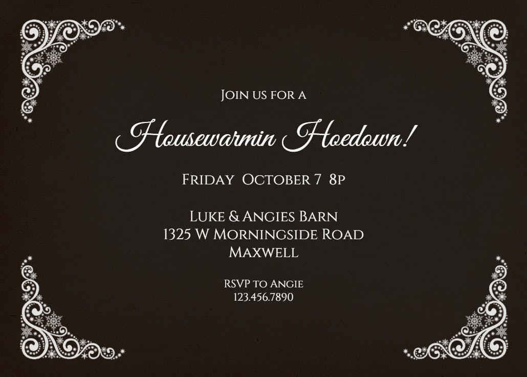 Lace corners - housewarming invitation