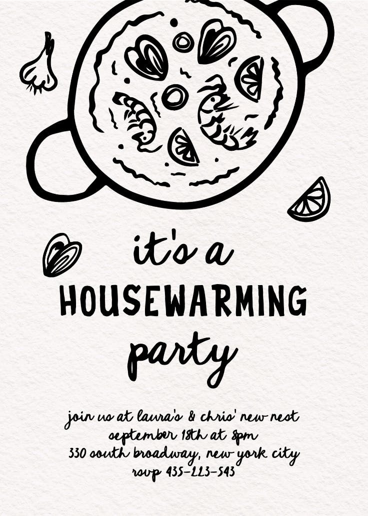 Let's dish it out - invitación para inauguración de casa nueva