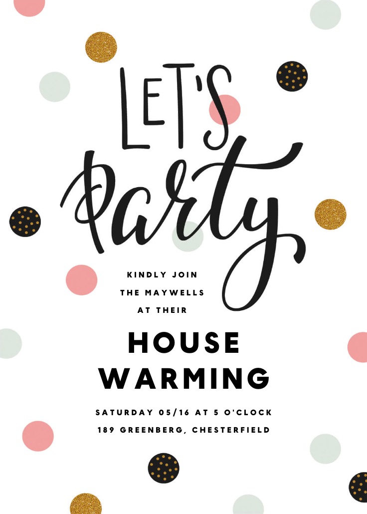 Lets Party - Housewarming Invitation Template (Free) | Greetings Island