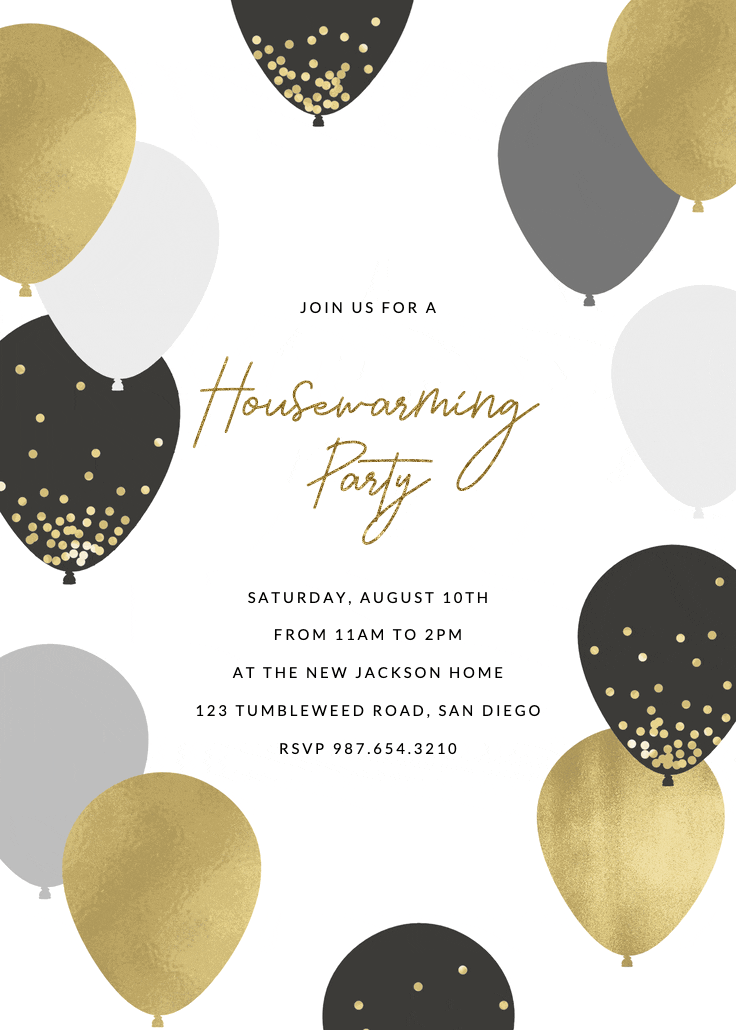 Luxe balloons - housewarming invitation