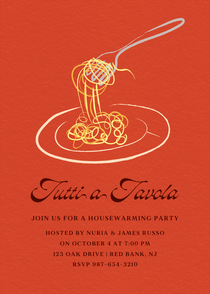Mangiamo - invitación para inauguración de casa nueva