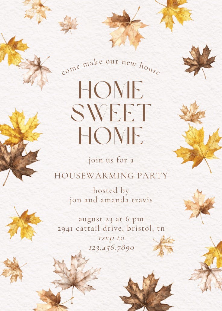 Maple and gold - housewarming invitation