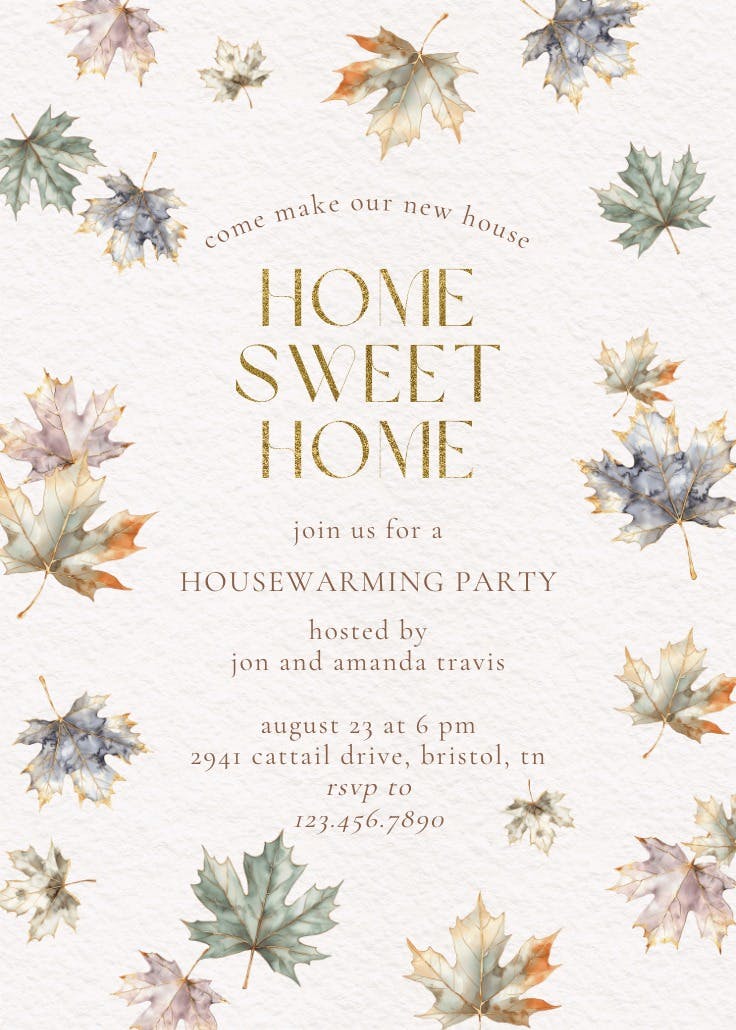 Maple and gold - housewarming invitation
