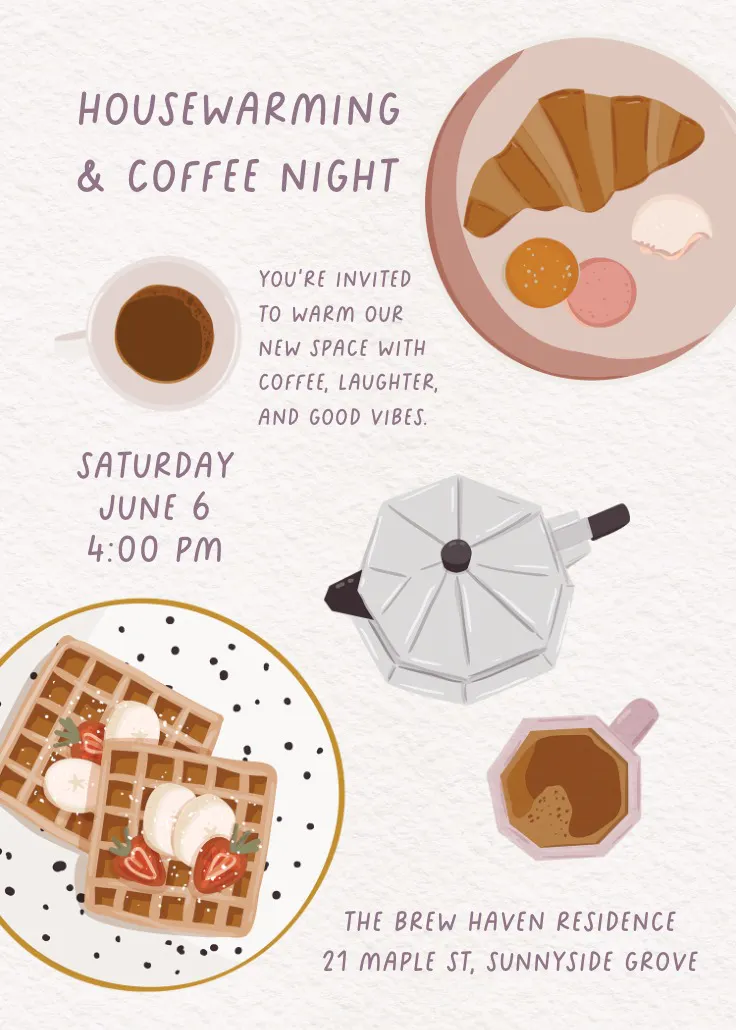 Meet me for mimosas - ev ısınma partisi davetiyesi